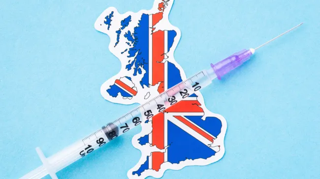 uk flag and needle